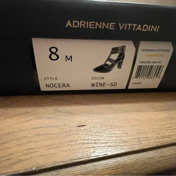 Adrienne Vittadini Suede Nocera Cage Heels Size 8 Wine NEW Stack Heel Zipper NEW - Picture 8 of 9
